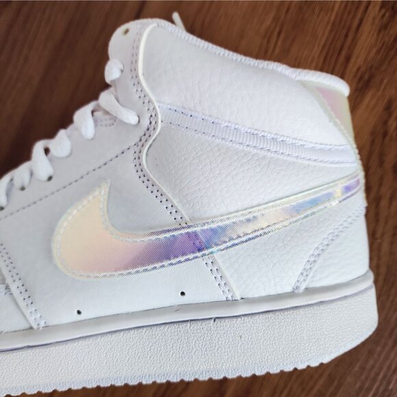 ❤️Nike Court Vision Mid Sz 6.5 Women's Shoes Sneaker White Iridescent FD0819-100 - Picture 12 of 14